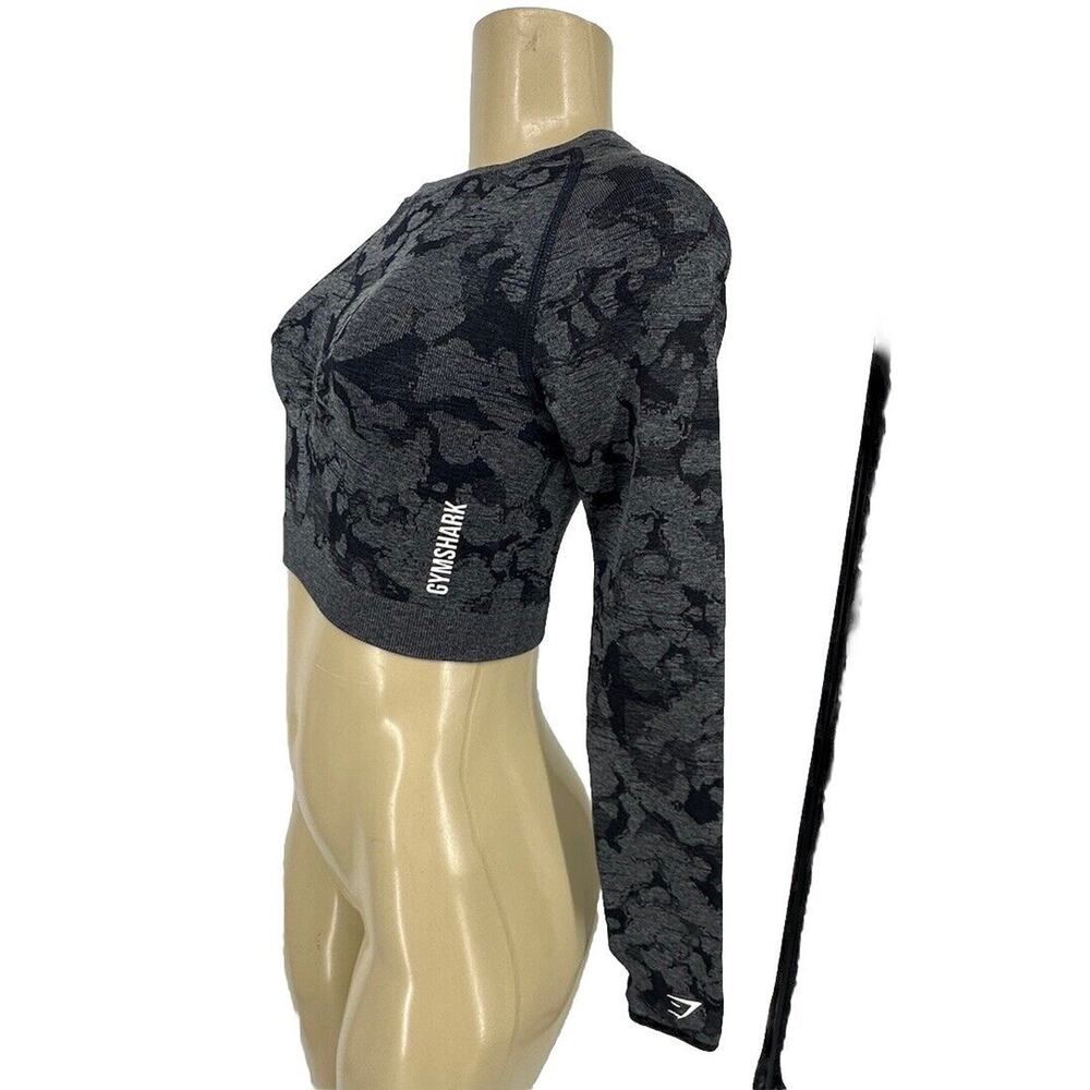 Gymshark XS Women ADAPT CAMO SEAMLESS LONG SLEEVE CROP TOP Long Sleeve P18
